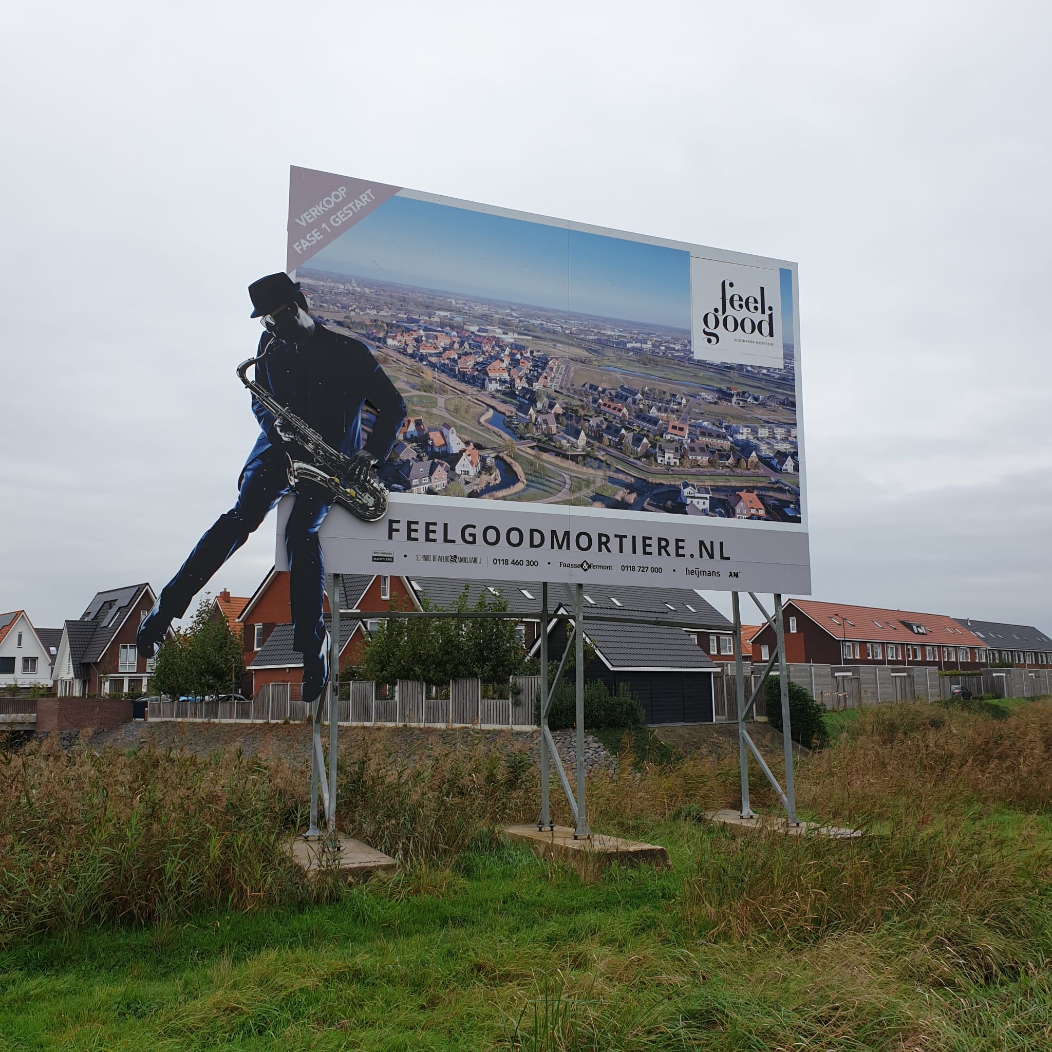 Projectbord voor de nieuwbouw wijk Feel Good Mortiere in middelburg