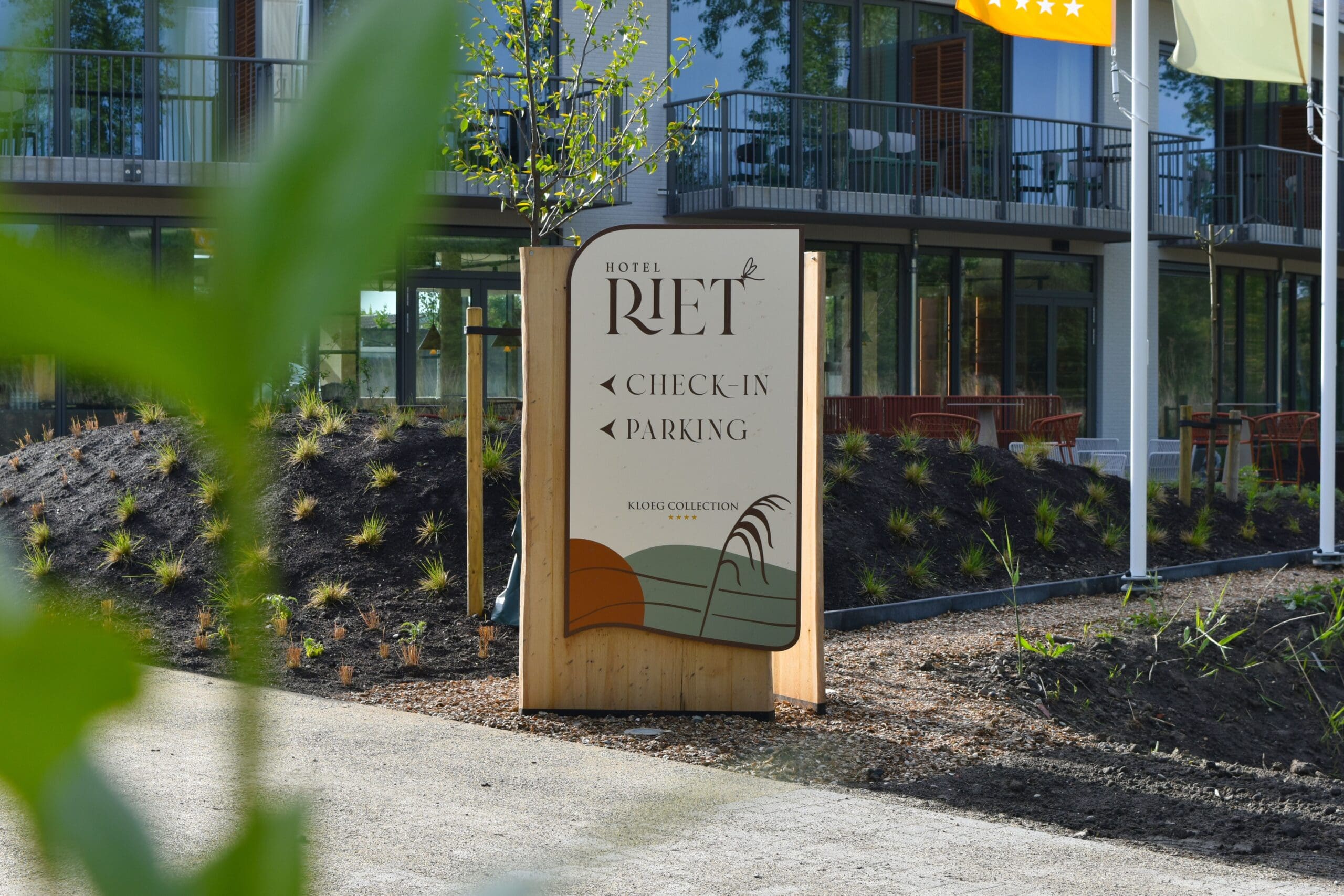 welkomstbord op maat gemaakt voor hotel Riet in Zeeland